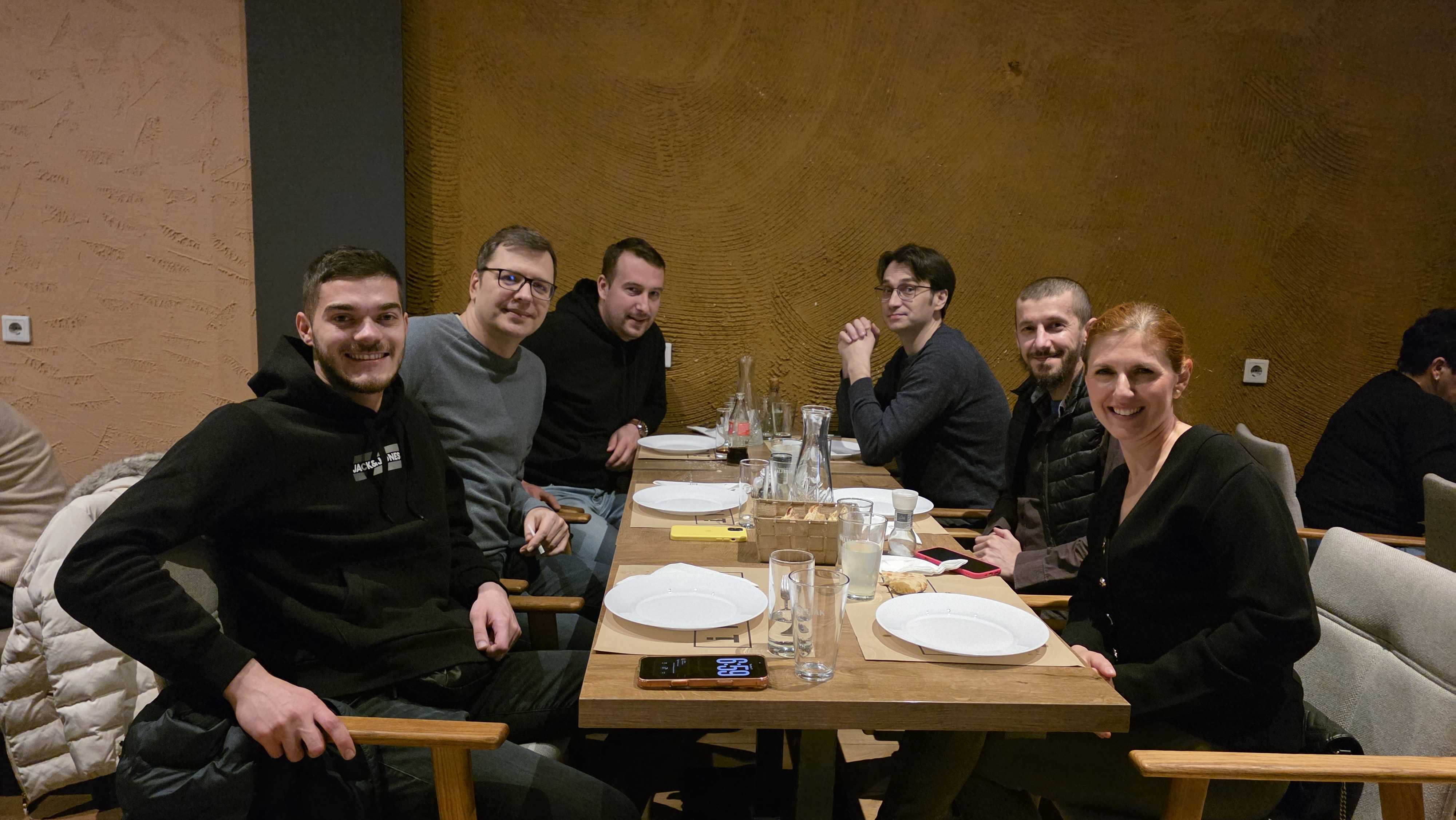 The Sarajevo half of the Clearview team at an iftar dinner at Apetit, March 2026.