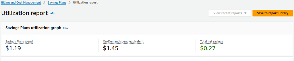 AWS Utilization report screenshot made by the author.